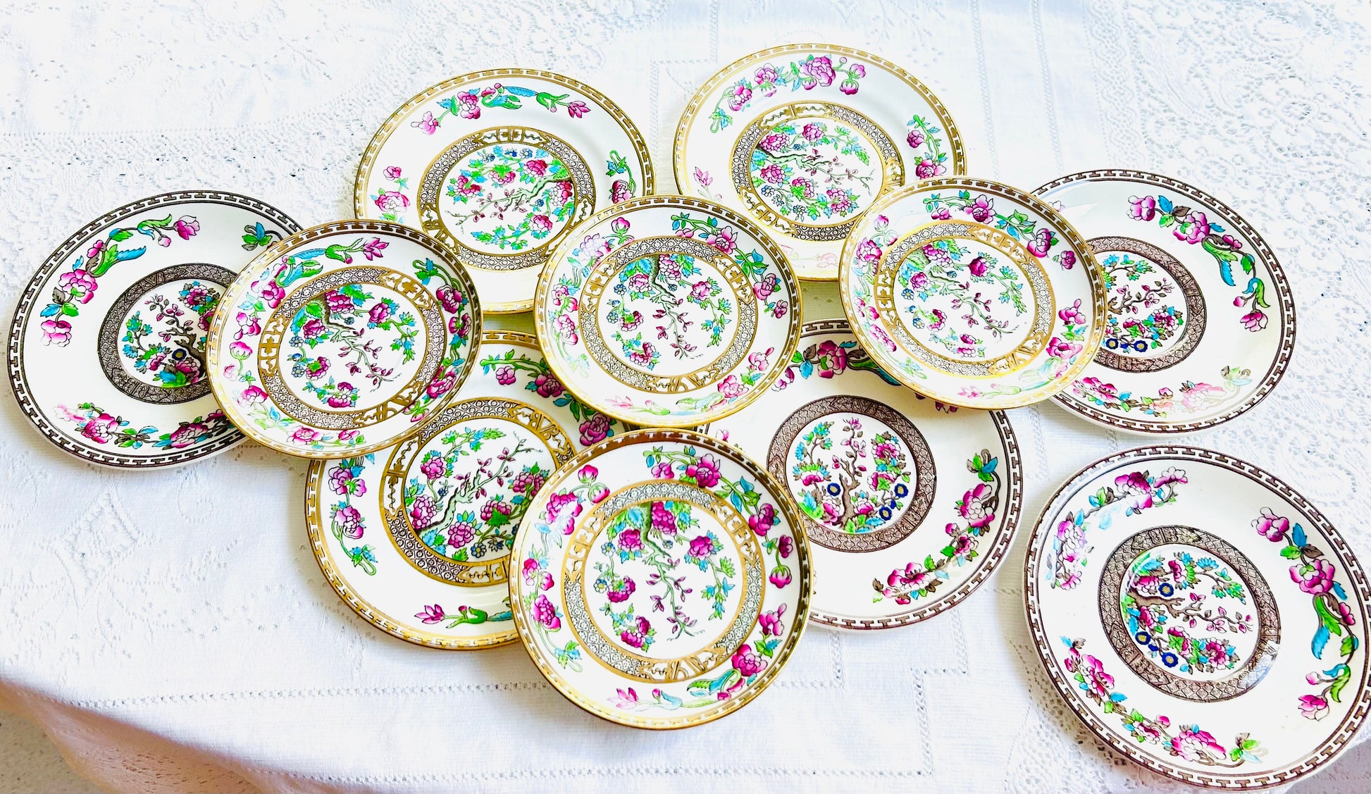 Vintage English Bone China Indian Tree Plates