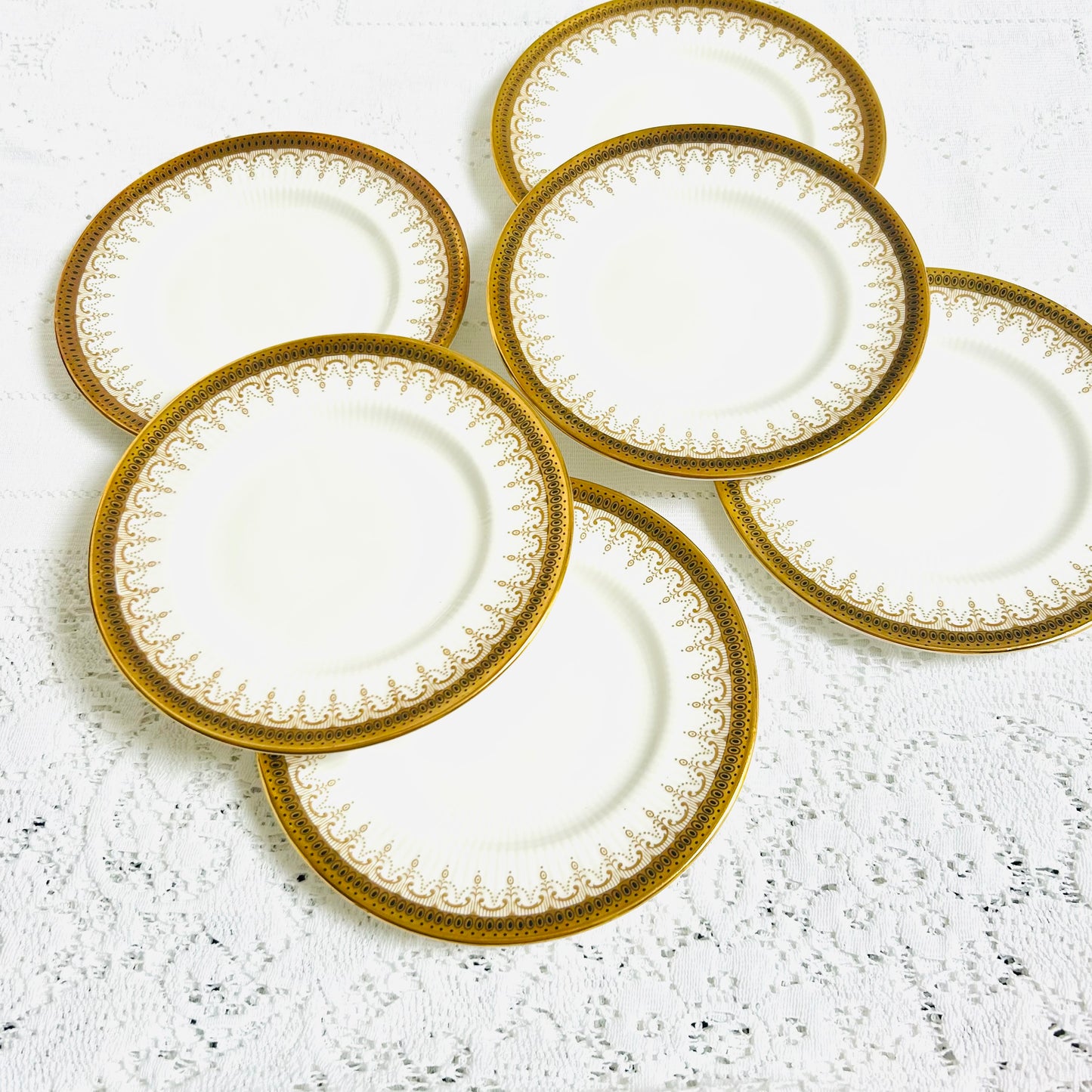 Service à thé vintage blanc et or Paragon Athena