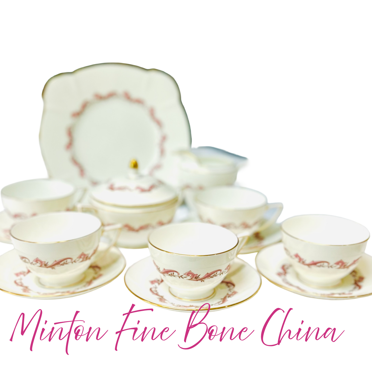 Service à thé rose Laurentian de Minton