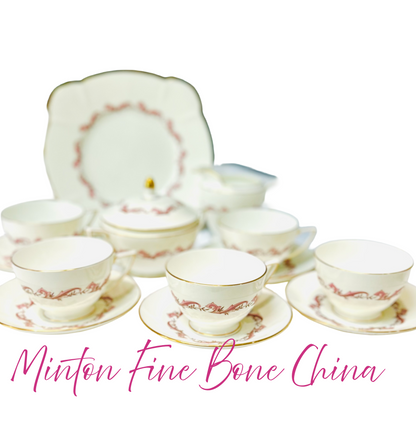 Service à thé rose Laurentian de Minton