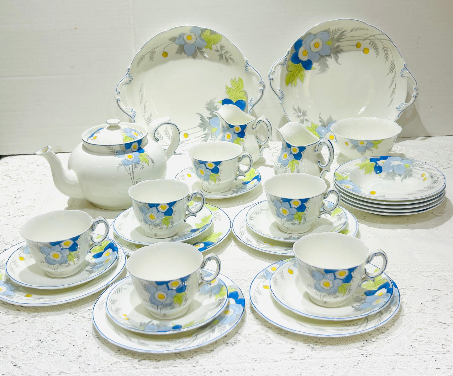 Vintage China Tea Set  - Blue Poppies by Allertons China English Vintage