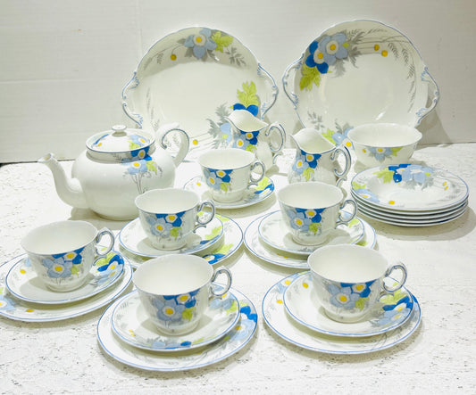 Vintage China Tea Set  - Blue Poppies by Allertons China English Vintage