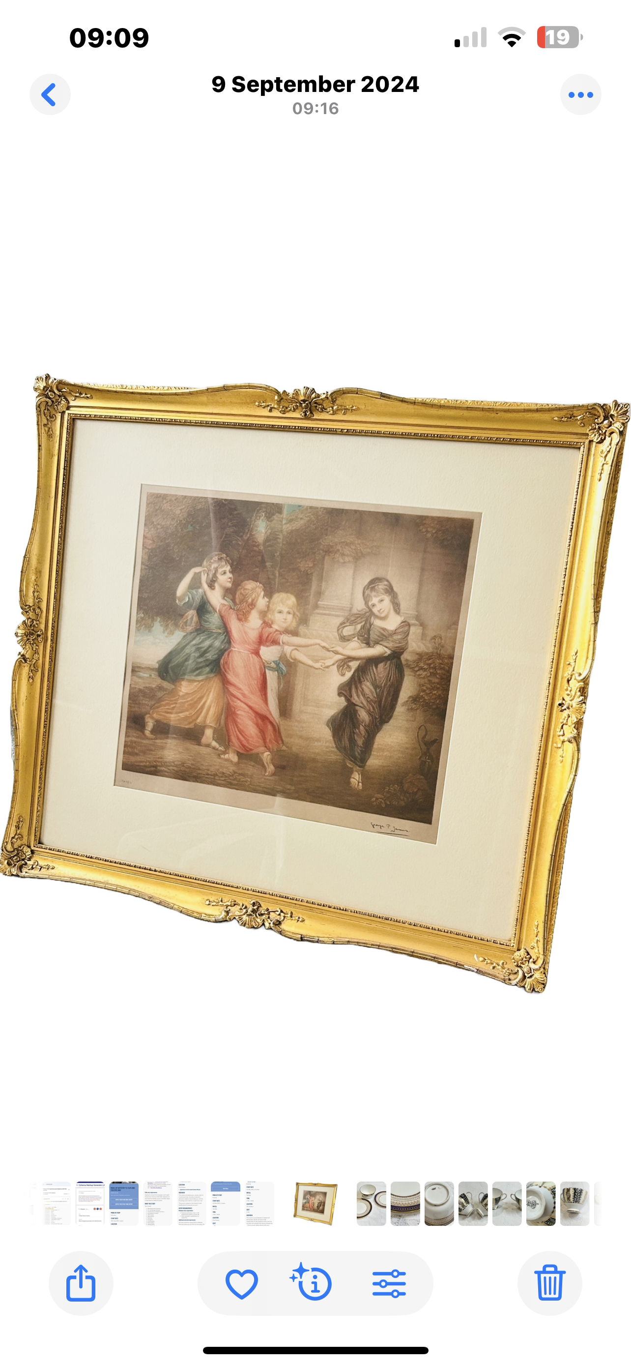 George Romney Coloured Engraving in a Decorative Gilt Frame