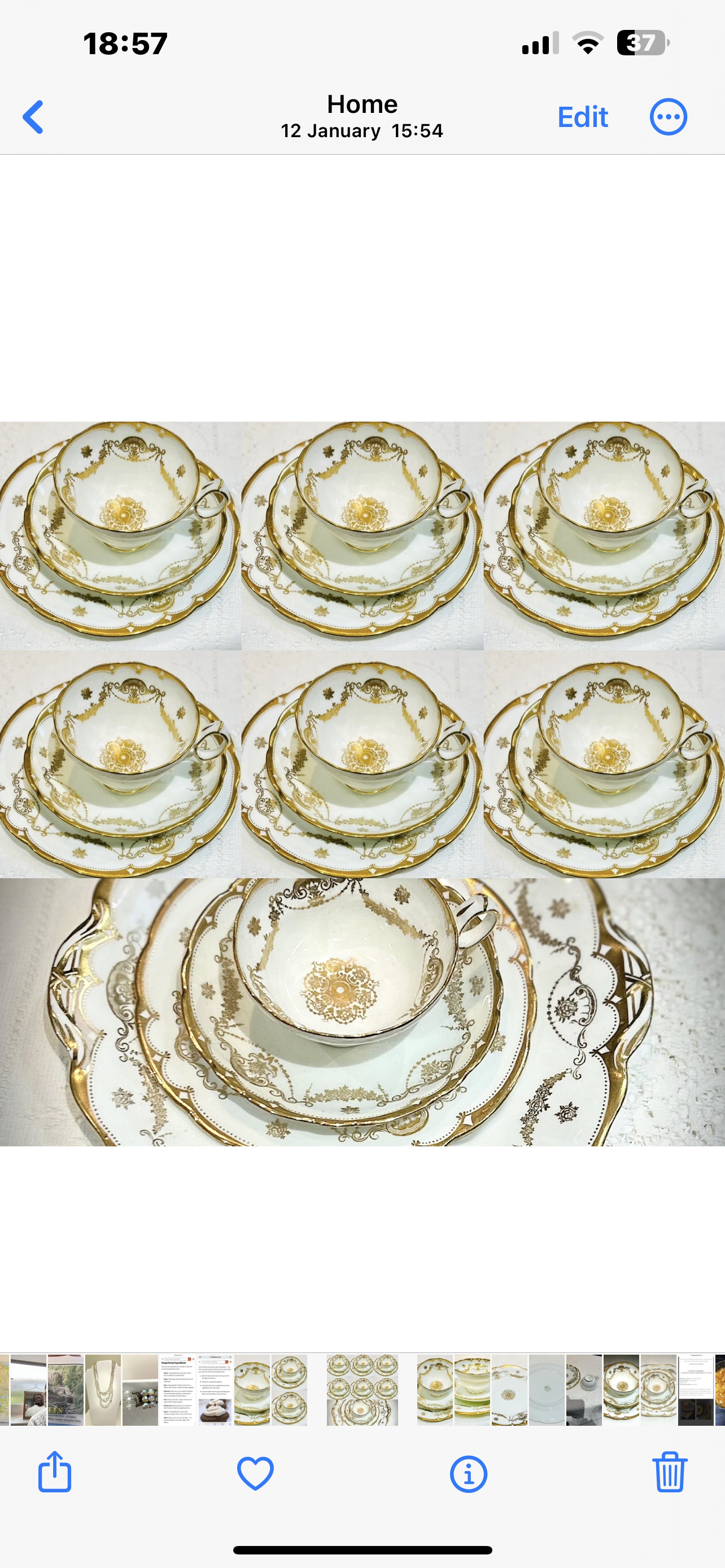 Hammersley White & Gold Elegant Vintage Teacups