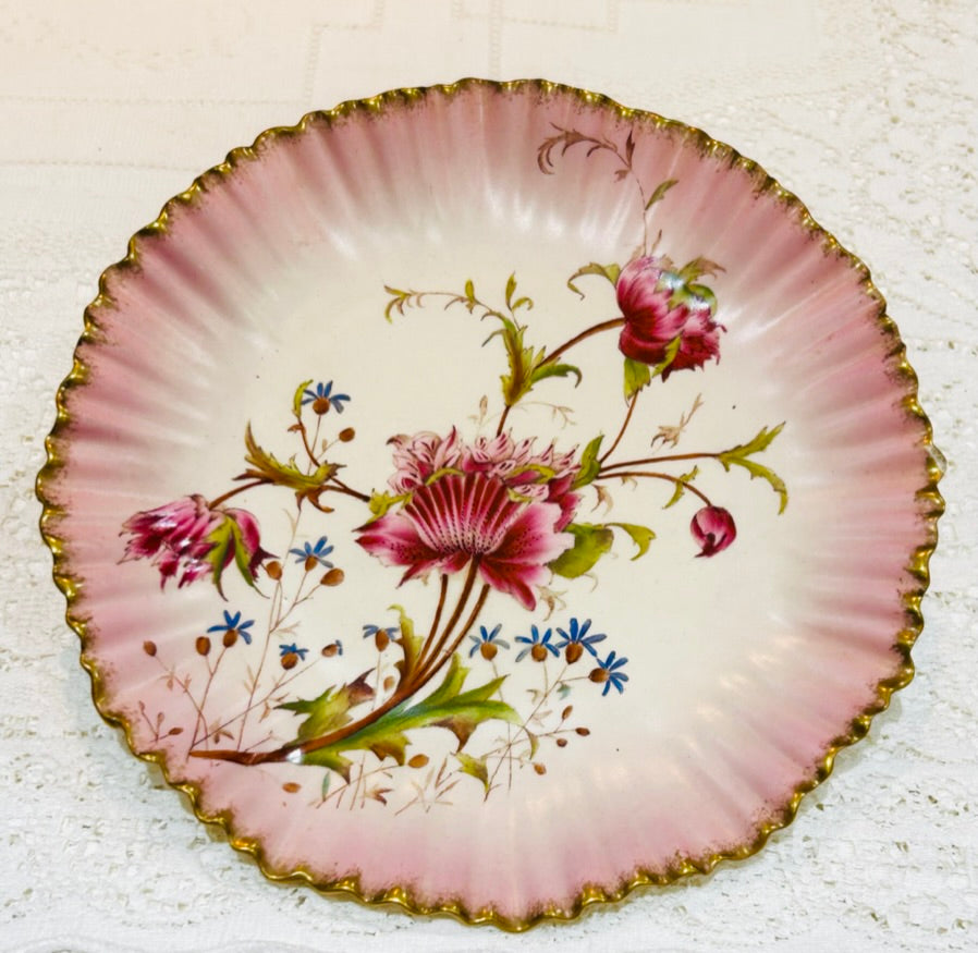 Carlton Ware China Pink Botanical Dessert Plates Vintage Teacup Company