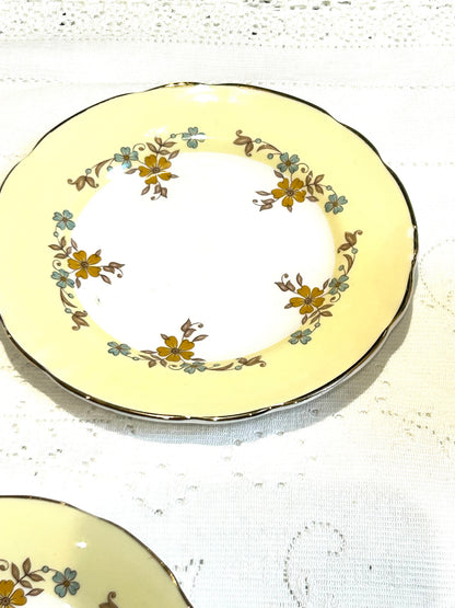 Vintage English Bone China Teacup Trio - Yellow Floral 1960’s