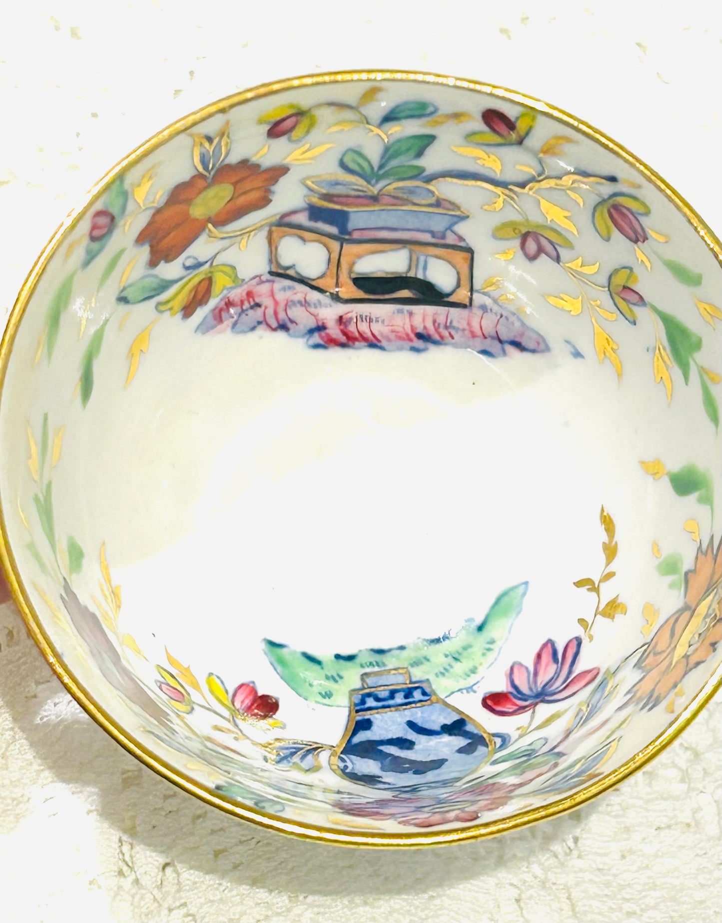 Antique Chinoiserie Teacup c.1840-1880 -Chinese export Famille Rose porcelain china
