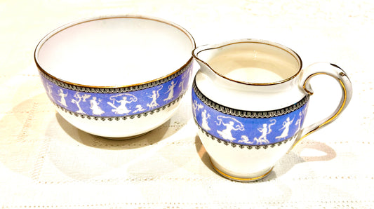 Vintage Milk Jug & Sugar Bowl Crown Staffordshire