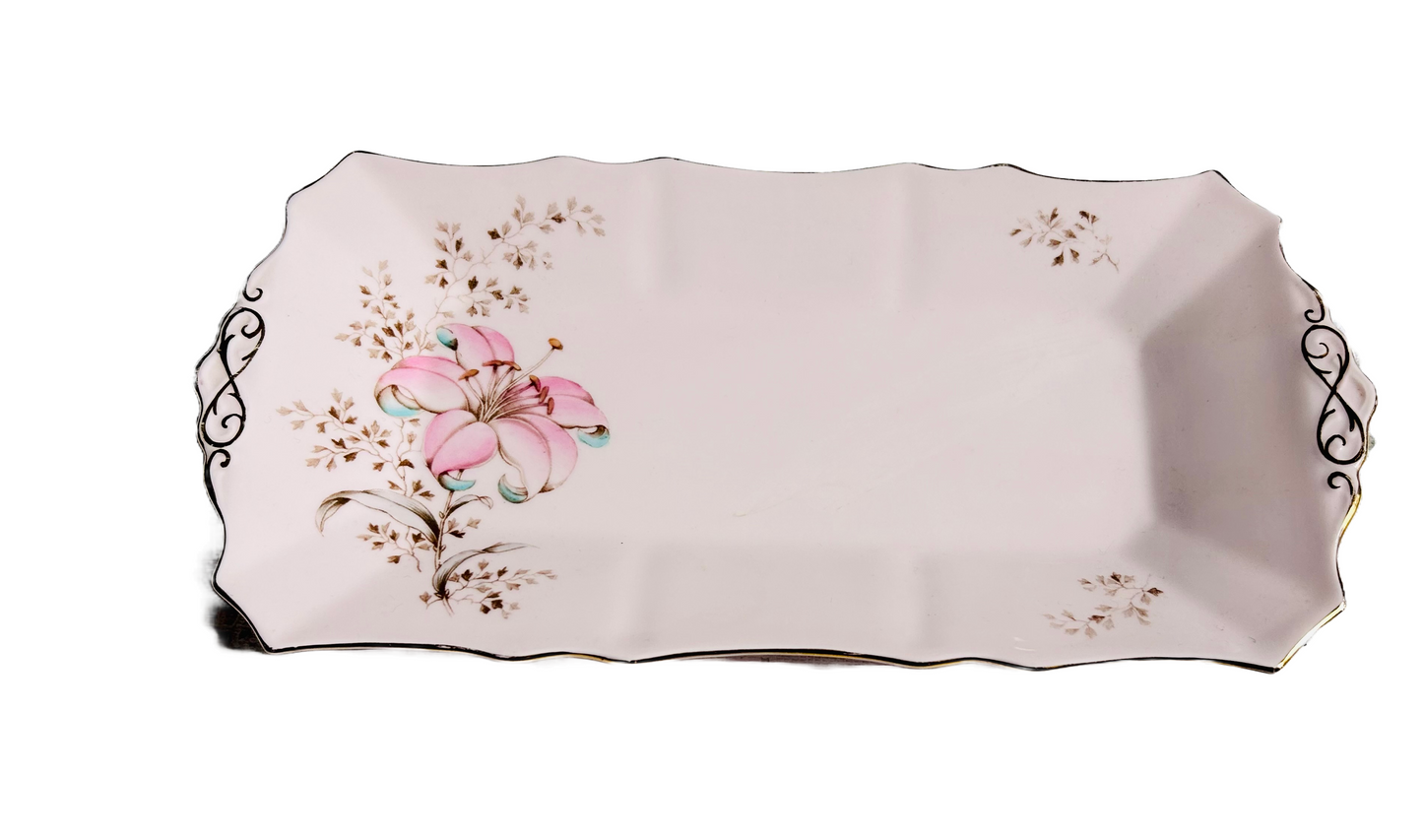 Tuscan China Pink Lily Cake/Biscuit Plate