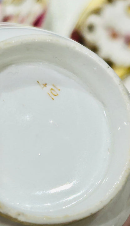 English Victorian China Tea Set – 6 Cups & Saucers, Gilded, Antique