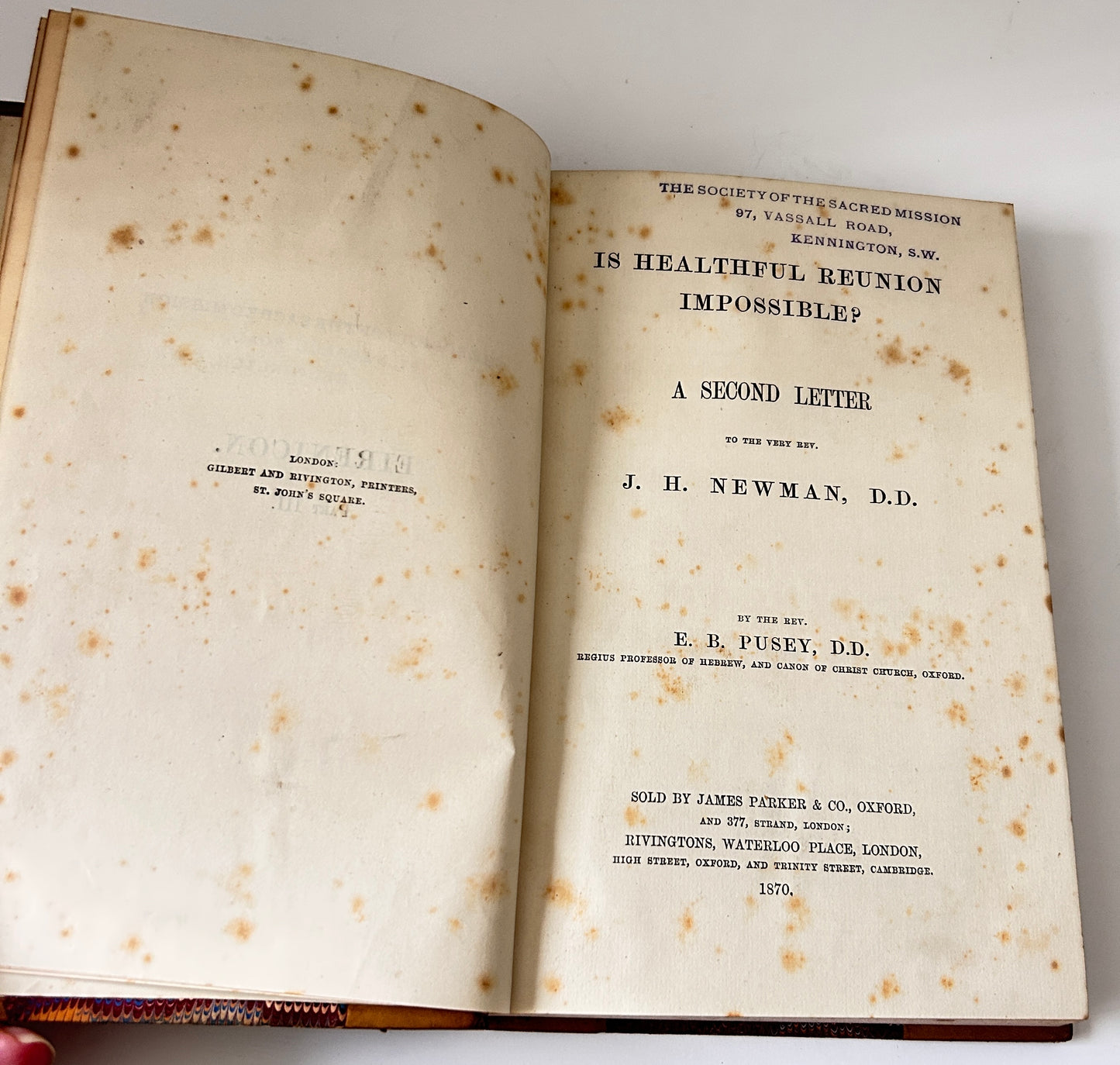 Antique Religious Books 3 Volumes “Eirenicon” by Edward Bouverie Pusey significant 19th-century religious work.