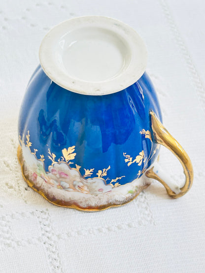 Antique Bone China Cabinet Cup – Glossy Finish, Gold Rim, Characterful Interior - European