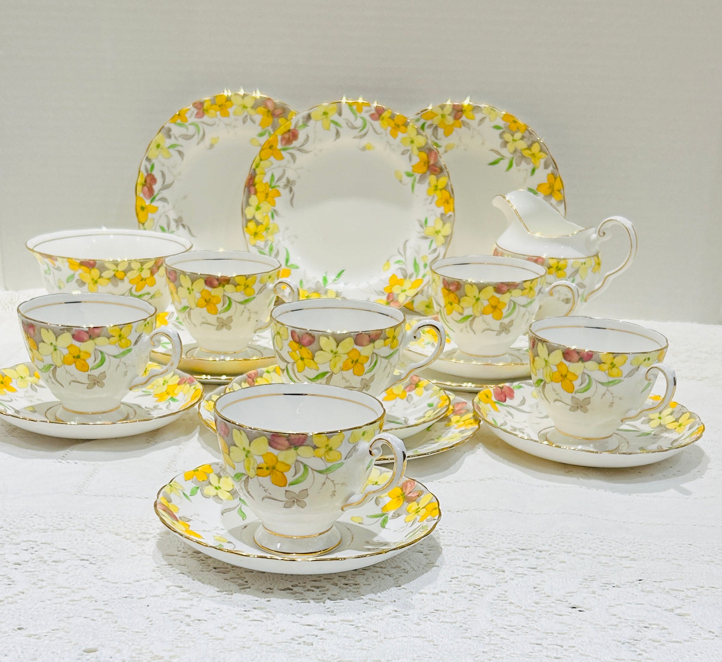 Tuscan China Yellow Floral Vintage Tea Set for 6