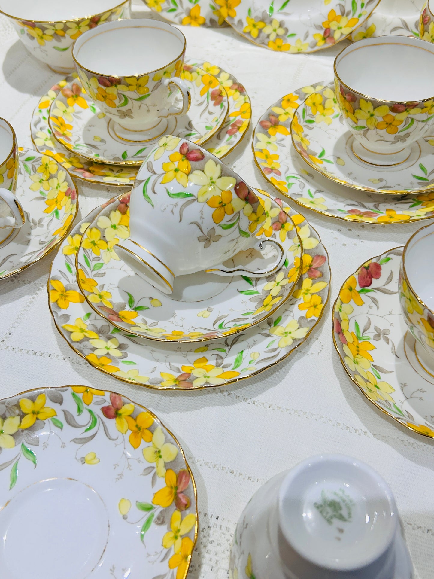 Tuscan China Yellow Floral Vintage Tea Set for 6