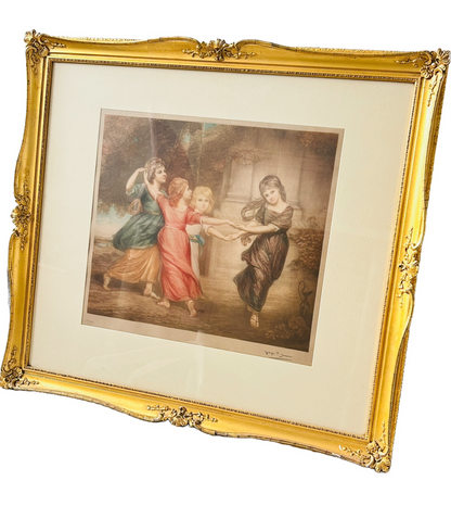 🖼️ George Romney – “The Gower Children” Coloured Engraving (Signed No. 194)