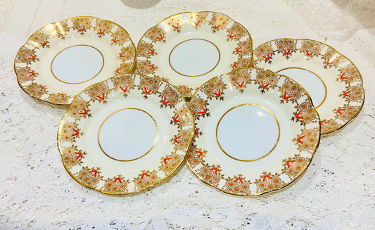 Vintage Tea Plates Art Deco afternoon tea china - Red & Gold