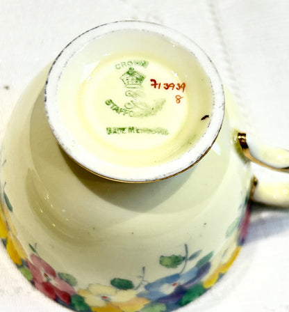 Crown Staffordshire Vintage Floral Tea Set for 6 • Fine Bone China Tea Service (c.1940’s-1950’s)