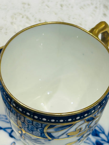 Antique Bone China Cup & Saucer Set Aesthetic Blue (Af) Collectors/Cabinet Display