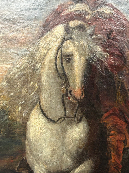 Sold Out - Antique Oil Painting - White Horse