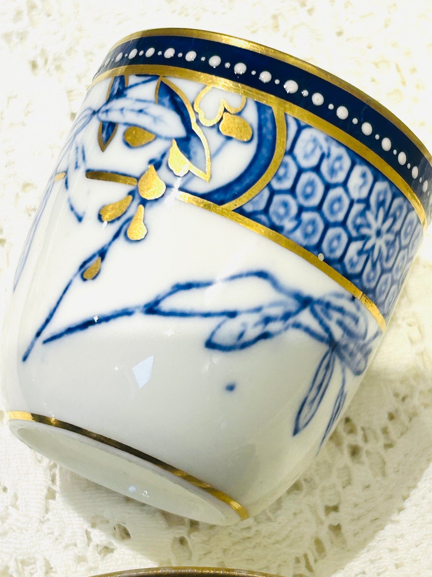 Antique Bone China Cup & Saucer Set Aesthetic Blue (Af) Collectors/Cabinet Display