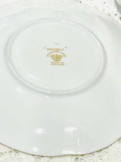 Vintage 4 Piece Tea Set "Bramble" English Afternoon Tea Party Teacup Trio Set & Cake Plate