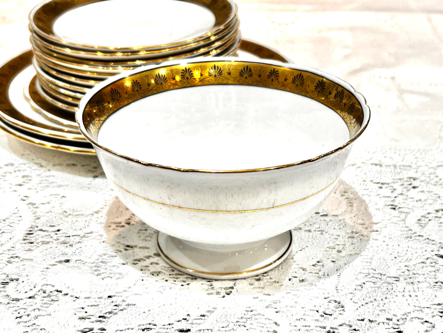 Shelley White & Gold Bone China Plates