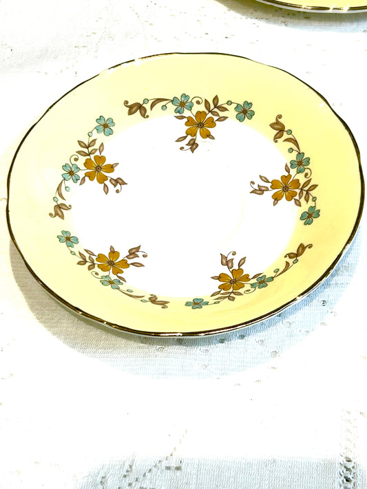 Vintage English Bone China Teacup Trio - Yellow Floral 1960’s