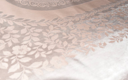 Original Irish Damask  Size: L208cm x W164cm Colour: Pink Peach Blush Mille Fleurs Roll Hemmed Cotton & Damask made in Ireland No R8 - Pattern Number 3 Condition: Very Good, As New, Never Used