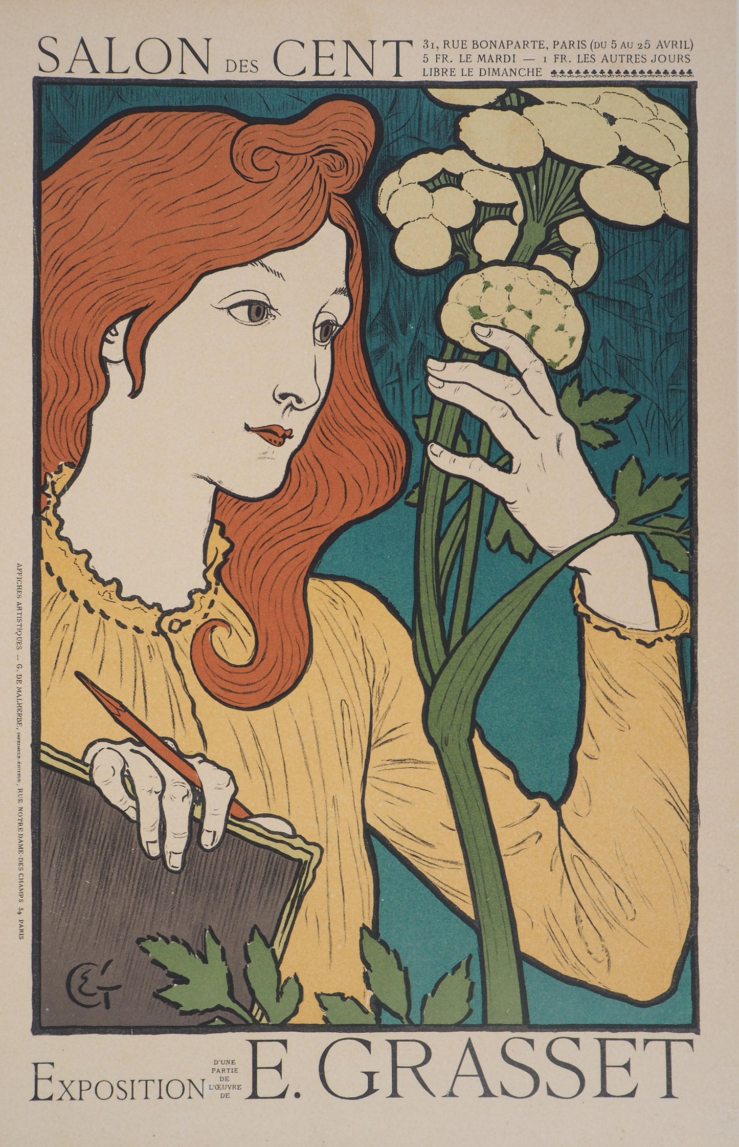 Art Nouveau Elegance: Eugène Grasset’s Salon des Cent Exhibition 1894) - A4 Digital Art Print  