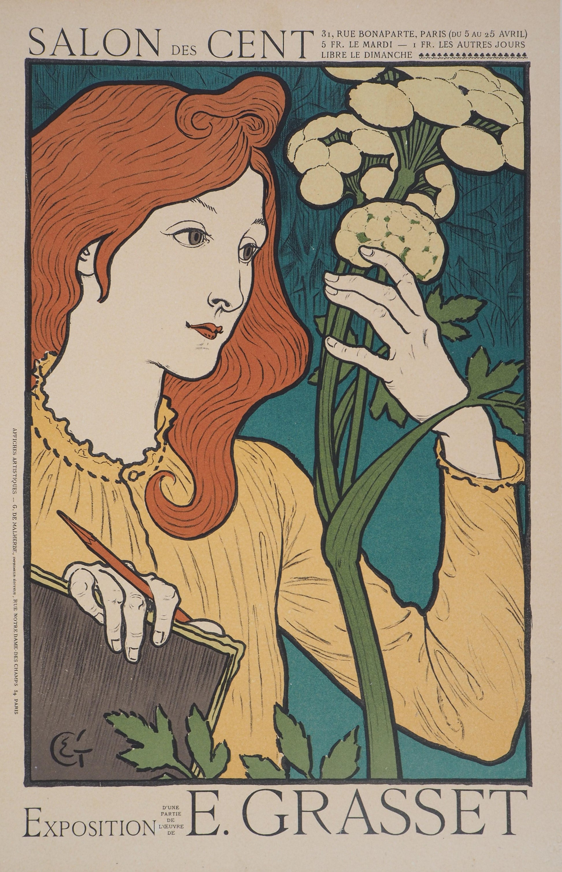 Art Nouveau Elegance: Eugène Grasset’s Salon des Cent Exhibition 1894) - A4 Digital Art Print  