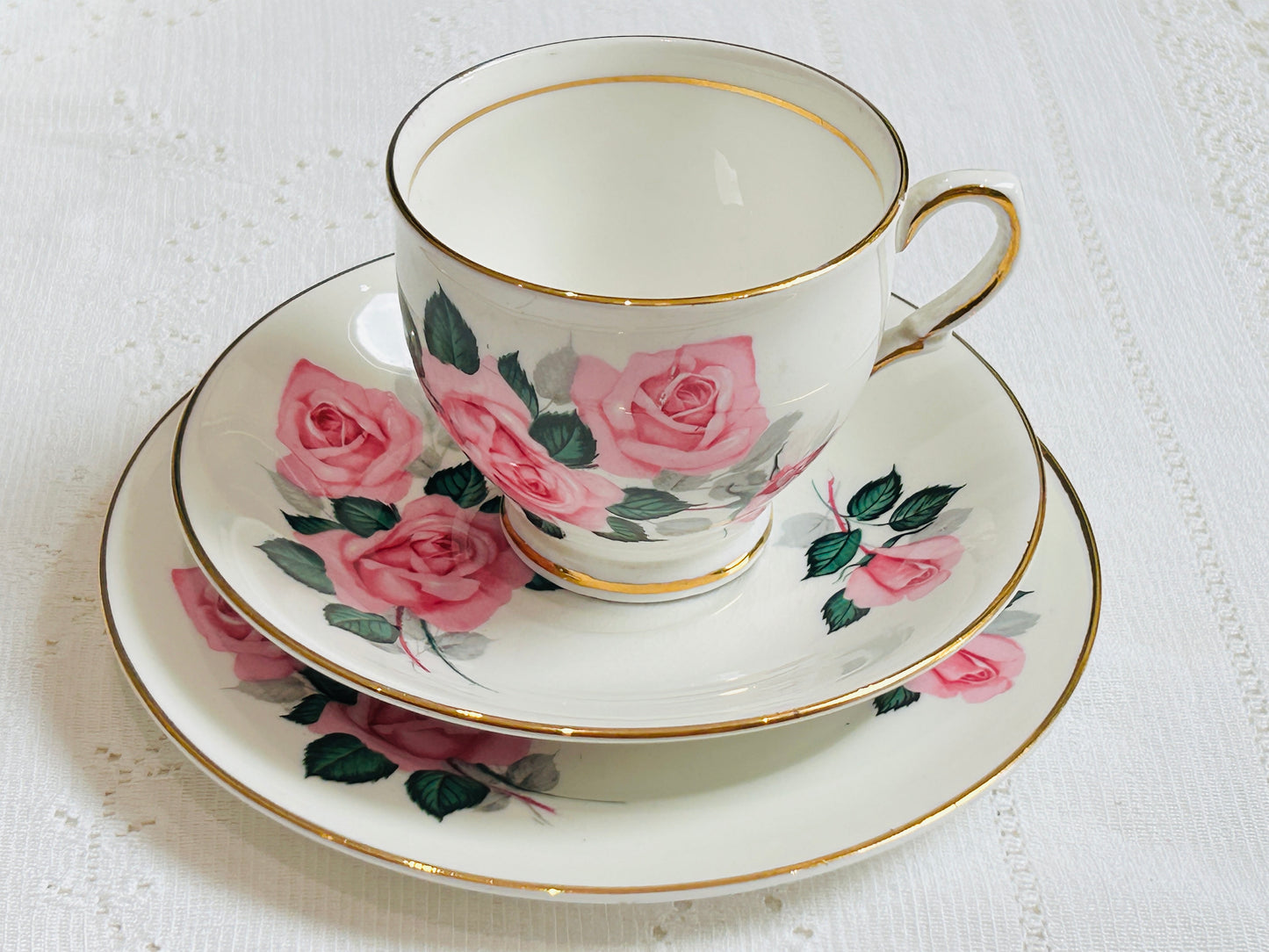 Pink Roses Teacups & Saucers Tea Set by Clare China