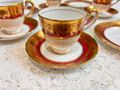 Chelsea Vintage Red & Gold Tea Set