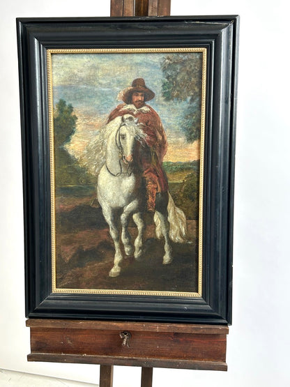 Antique Oil Painting - White Horse