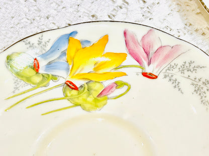 Paragon vintage China Set of hand painted saucers