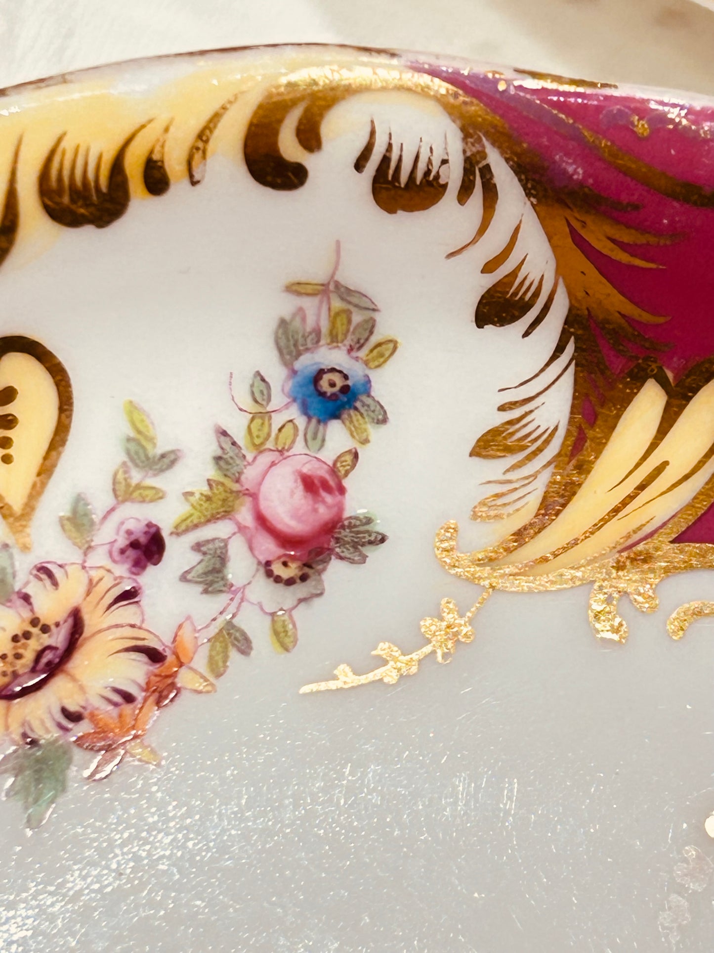 English Victorian China Tea Set – 6 Cups & Saucers, Gilded, Antique