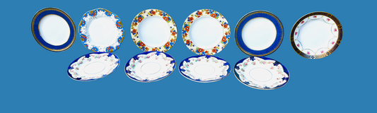 Vintage Tea Plates Cottage Core China for Afternoon Tea - Blue Mix