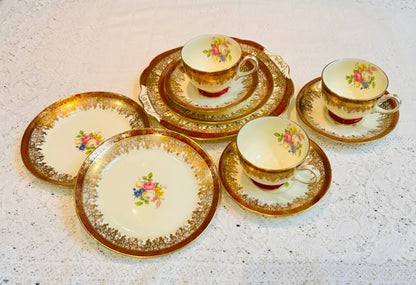 SOLD - Collingwood Red & Gold Tea set