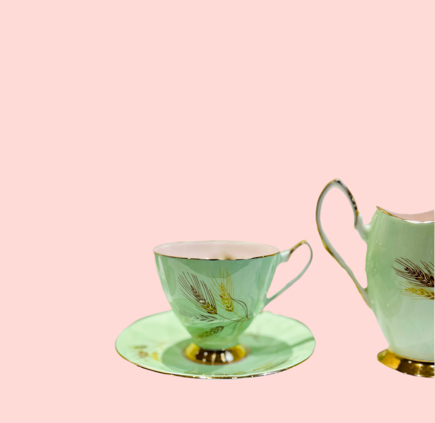 Vintage Tea Set Afternoon Tea by Elizabethan China Green & Pink