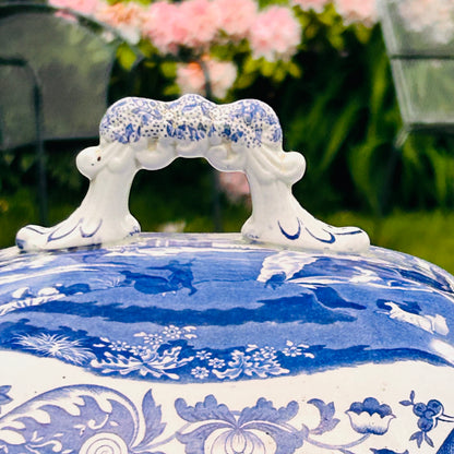 Spode Italian Footed Tureen – Blue & White Serving Dish – Large Lidded Centrepiece (c.1816 Design) /20th c.