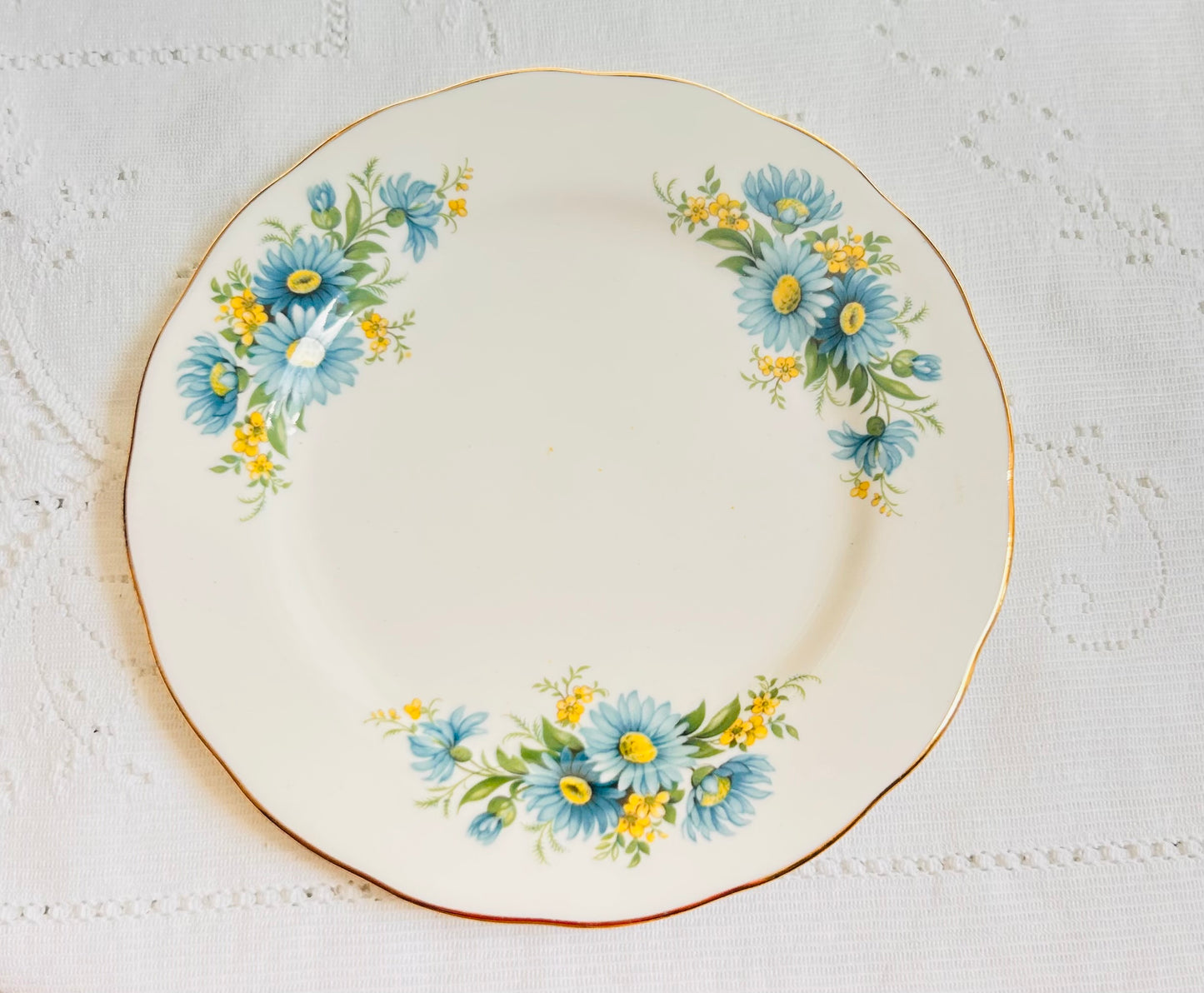 Vintage China Teacup & Saucer Set - Blue Flowers