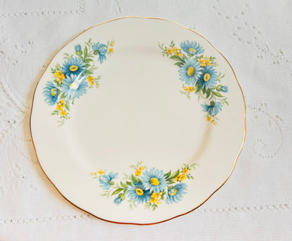 Vintage China Teacup & Saucer Set - Blue Flowers