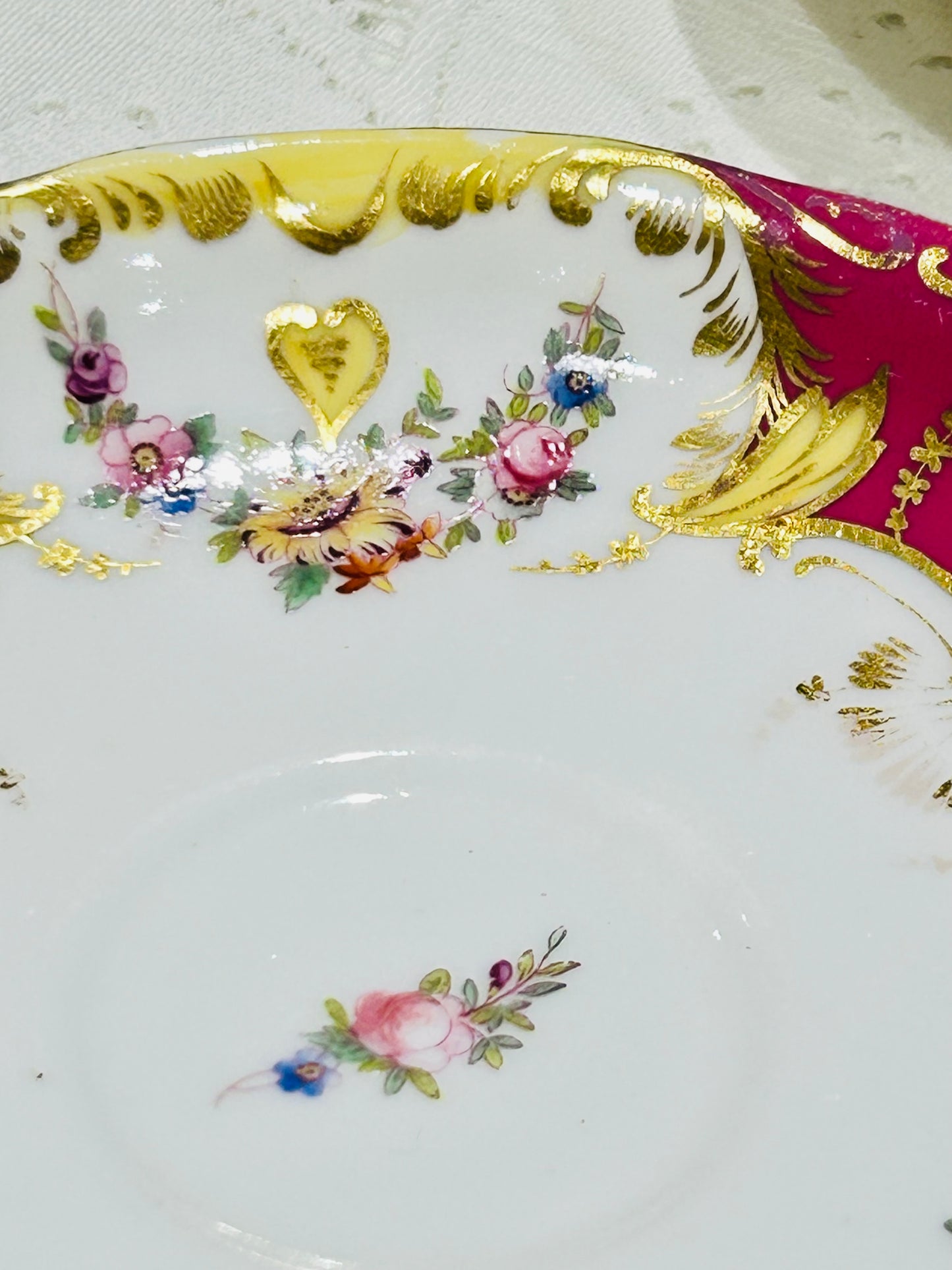 English Victorian China Tea Set – 6 Cups & Saucers, Gilded, Antique