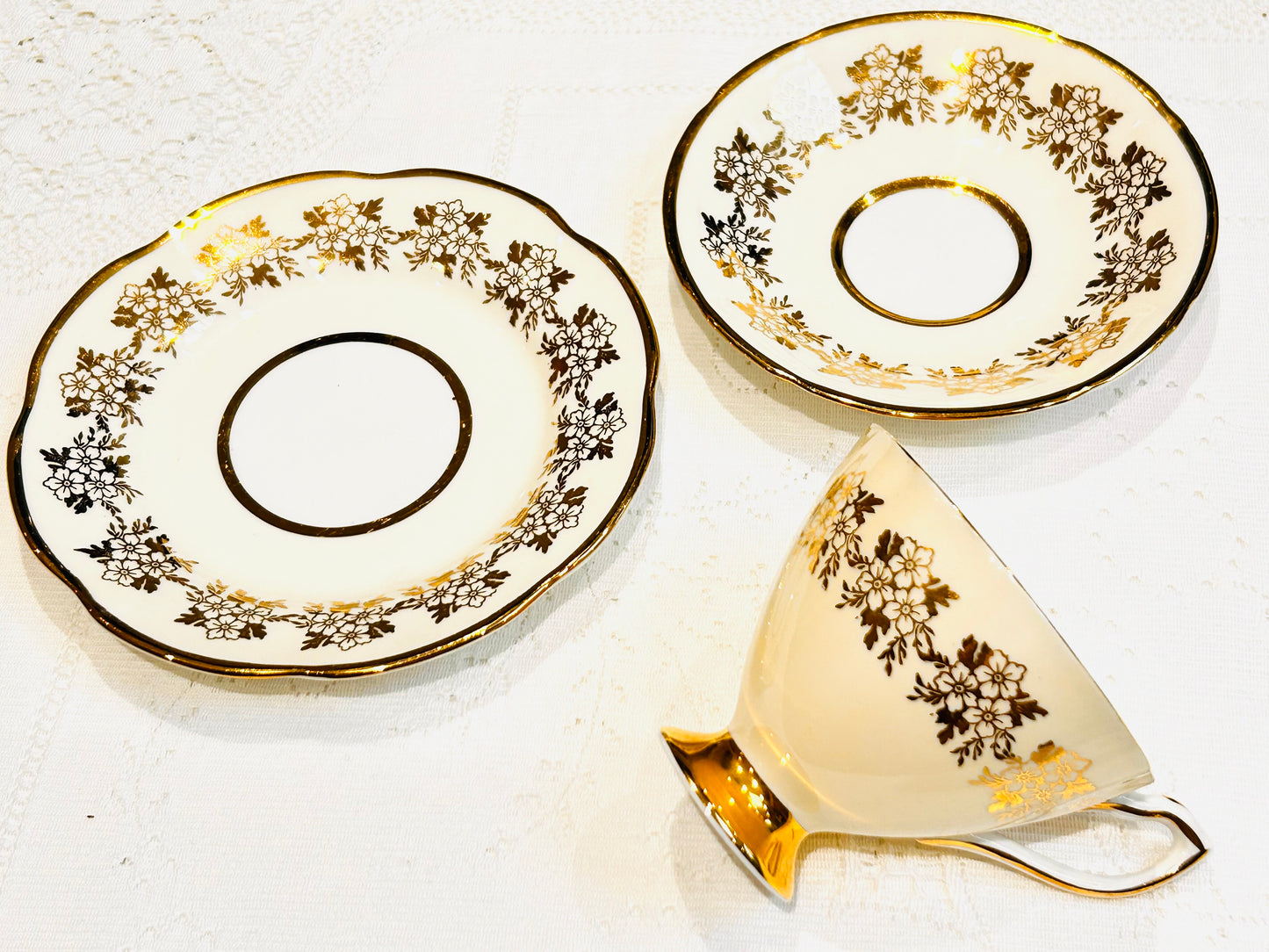 Timeless Vintage Clare China Tea Set with Pink Roses & Gold Edging – Made in England