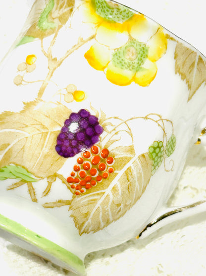 Vintage 4 Piece Tea Set "Bramble" English Afternoon Tea Party Teacup Trio Set & Cake Plate