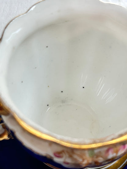 Antique Bone China Cabinet Cup – Glossy Finish, Gold Rim, Characterful Interior - European