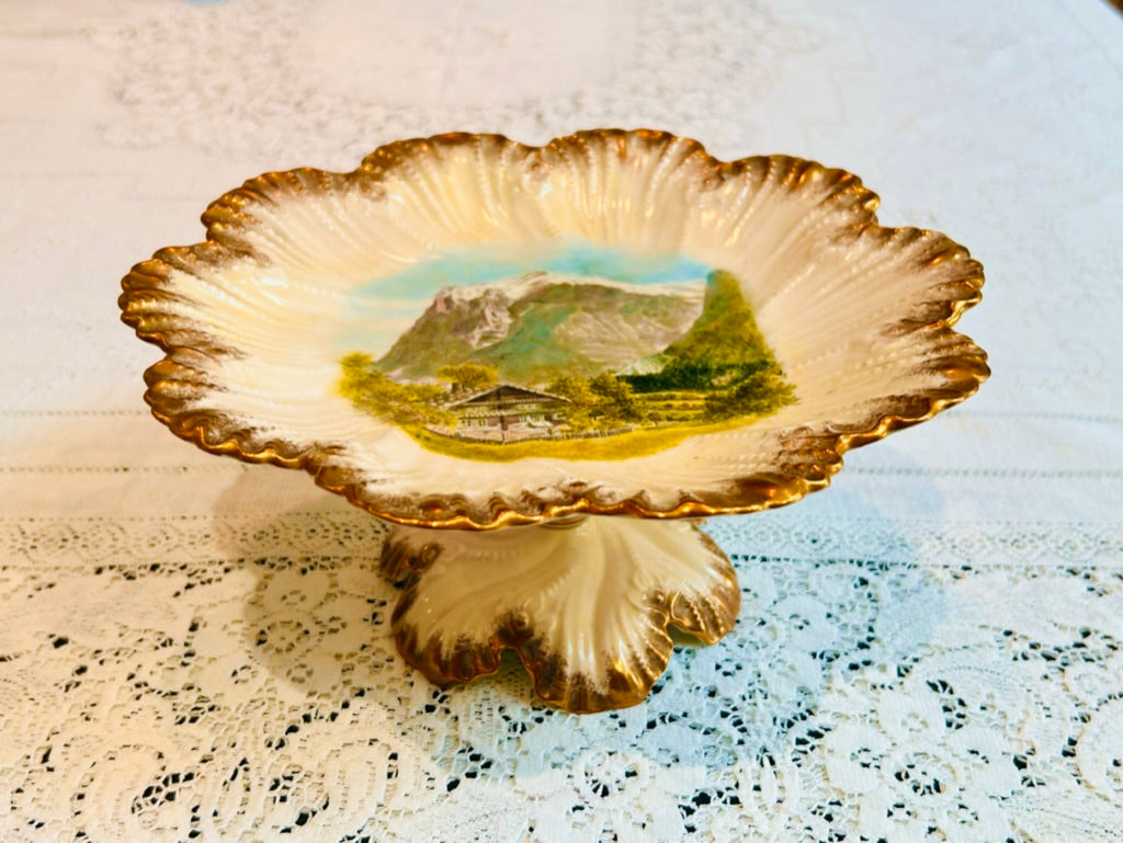 Antikes Dessertset Crown Staffordshire Mountain Scenes Europe