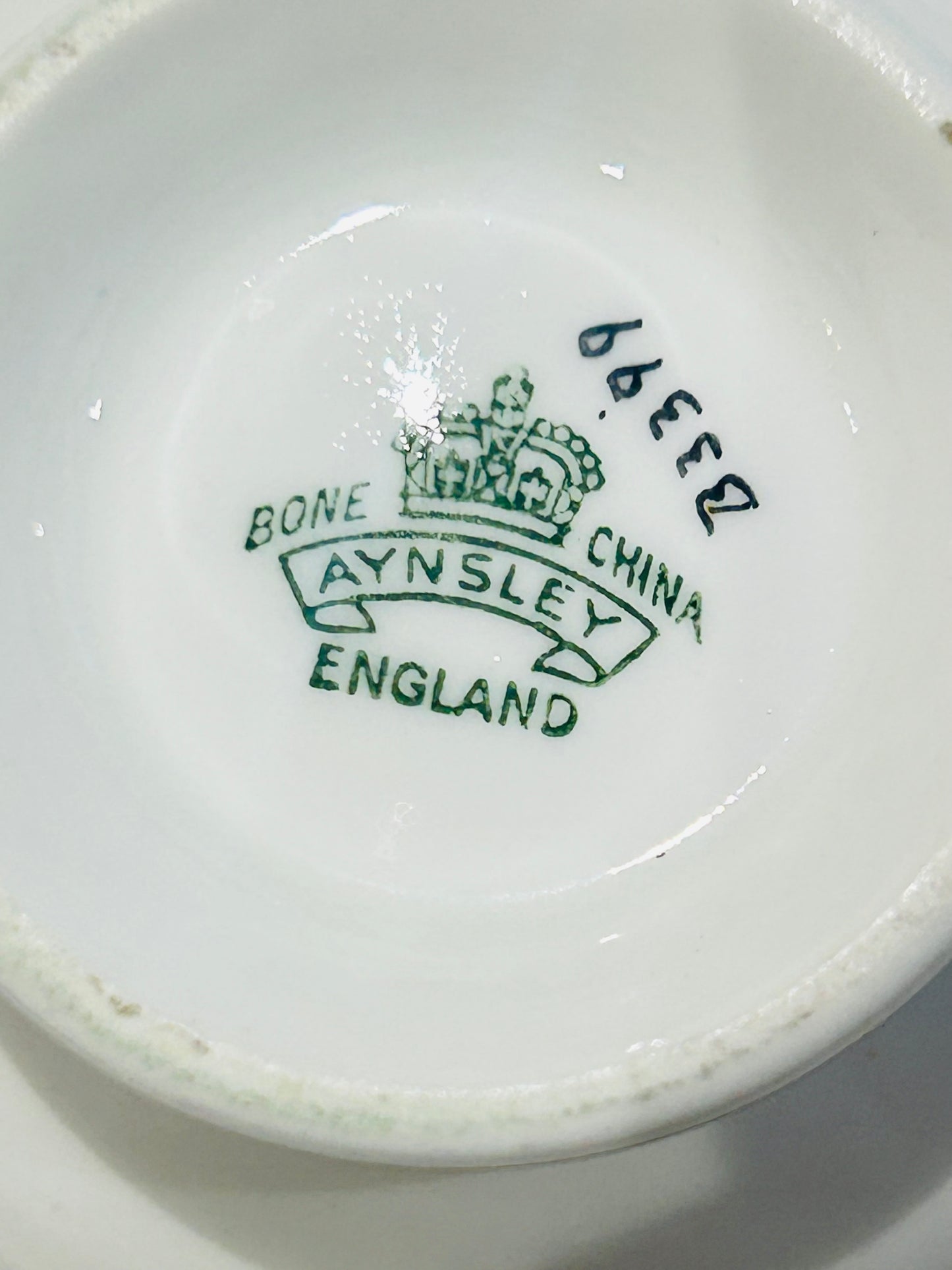 Rare Aynsley China Tea Set Vintage English Bone China, Green Accents c.1930
