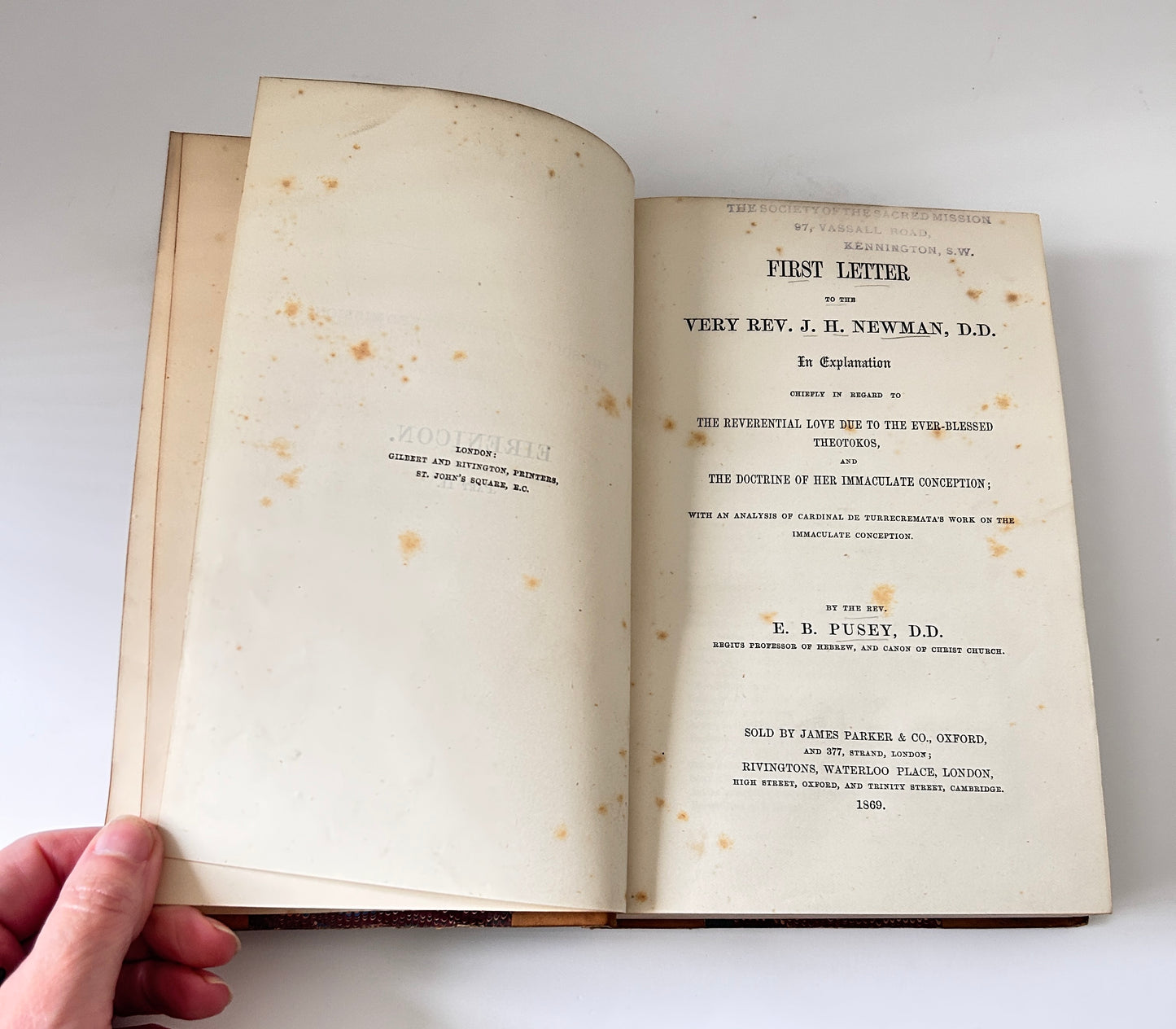 Antique Religious Books 3 Volumes “Eirenicon” by Edward Bouverie Pusey significant 19th-century religious work.