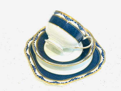 Art Deco  Blue Teacup Saucer Set