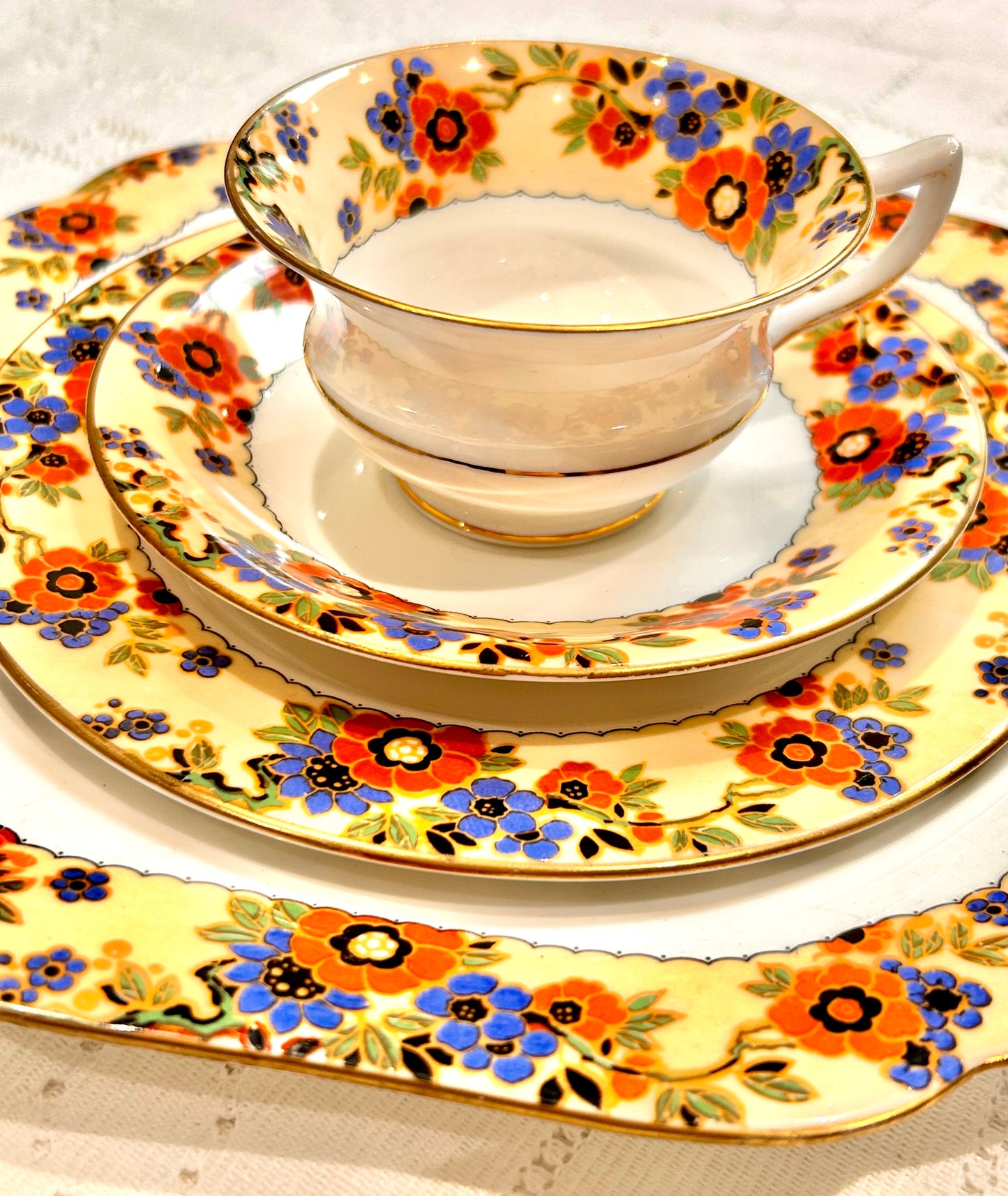 Aynsley Poppy Flower Tea Set